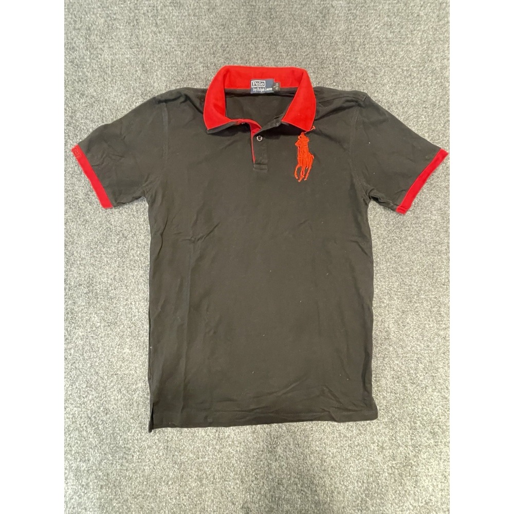 *Rare* No Numbers- Polo Ralph Lauren Mens L Short Sleeve Red Black Shirt Vintage